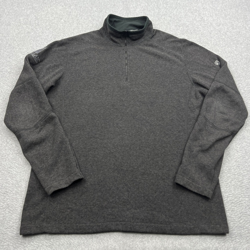 KUHL Revel 1/4 Zip Pullover Mens Large Gray Knit Performance Fleece Sweater Hike